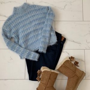 Candies Fuzzy Cropped Sweater